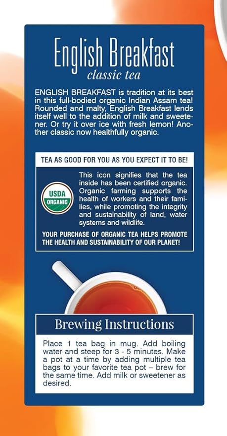 Davidson's Organics English Breakfast 25-count Tea Bags Pack of 6