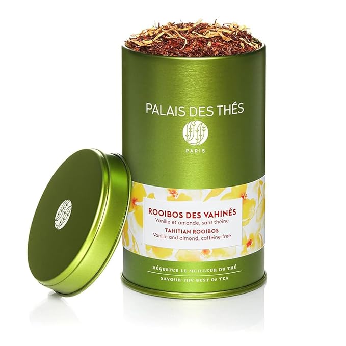 Palais des Thés - Tahitian Rooibos - Caffeine-Free Rooibos Tea with Vanilla &amp Almond - Premium Loose Leaf Serves 20-25 Cups - 3.5oz Tin