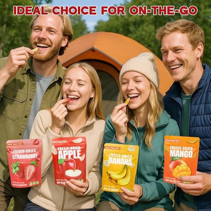 Large Freeze Dried Fruit Snacks Variety Pack - 8 Single Bags with Apple Mango Strawberry Banana - Gluten Free Portable Snack for Kids School Lunch Travel Office - No Sugar Added (4.65oz/132g)