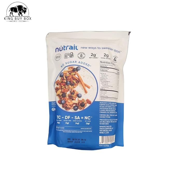 KING BUY BOX 1 PCS cup Bundle with Nut Granola Cereal Blueberry Cinnamon No Sugar Added Keto Gluten Free 22 oz. 1 Count. compatible with Nut trail