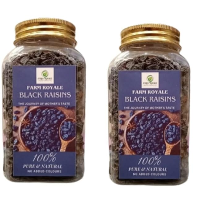 Farm Royale Black Raisins -1+1 Combo||(250gm &amp 250gm)||100% Pure and Natural||Shudh||Handpicked Material||Export quality