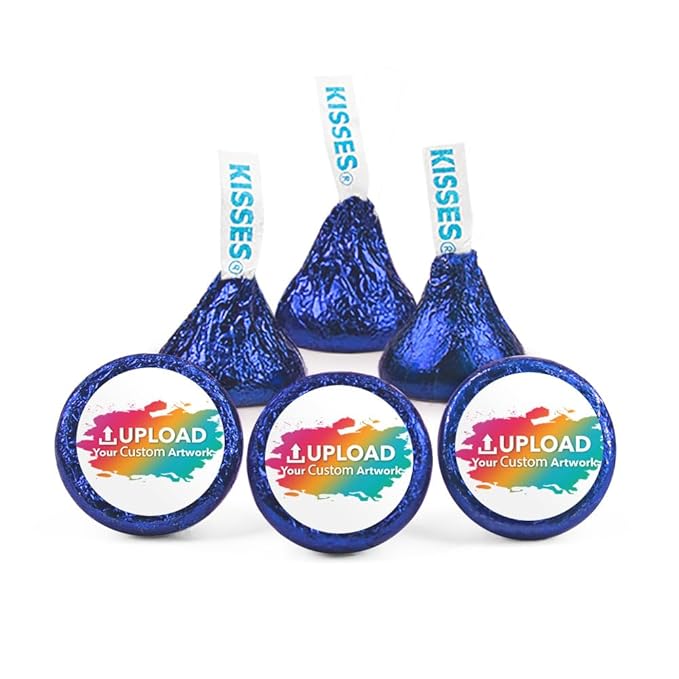 400ct Personalized Candy Promotional Items Dark Blue Kisses with DIY Photo or Logo Stickers Chocolate Party Favors for Birthday Wedding