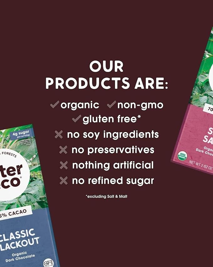 Alter Eco Dark Chocolate Variety Pack 5pk – Blackout 85% Quinoa Crunch Sea Salt Organic Superdark Mint &amp 100% Cacao – Organic Fair Trade Chocolate Bars