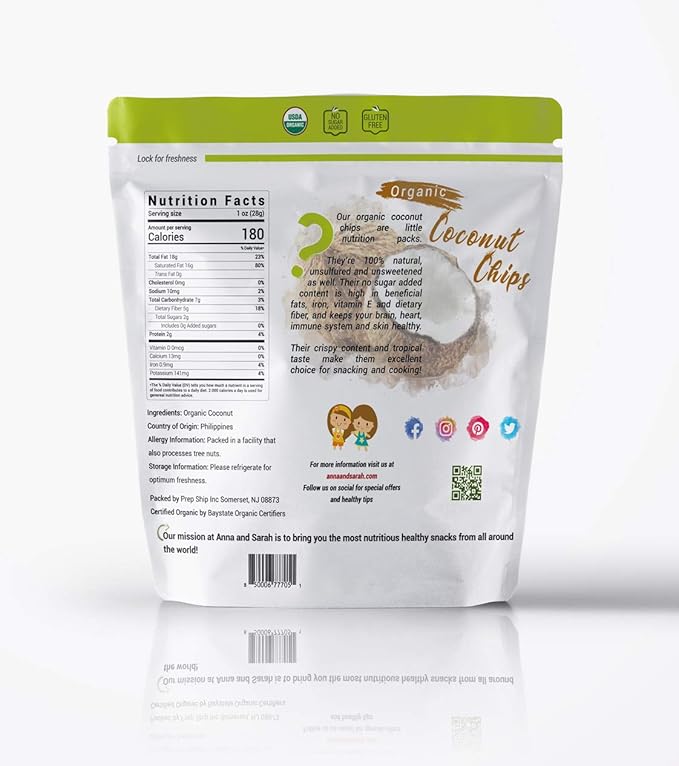 Anna and Sarah Organic Coconut Chips in Resealable Bag 3 Lbs
