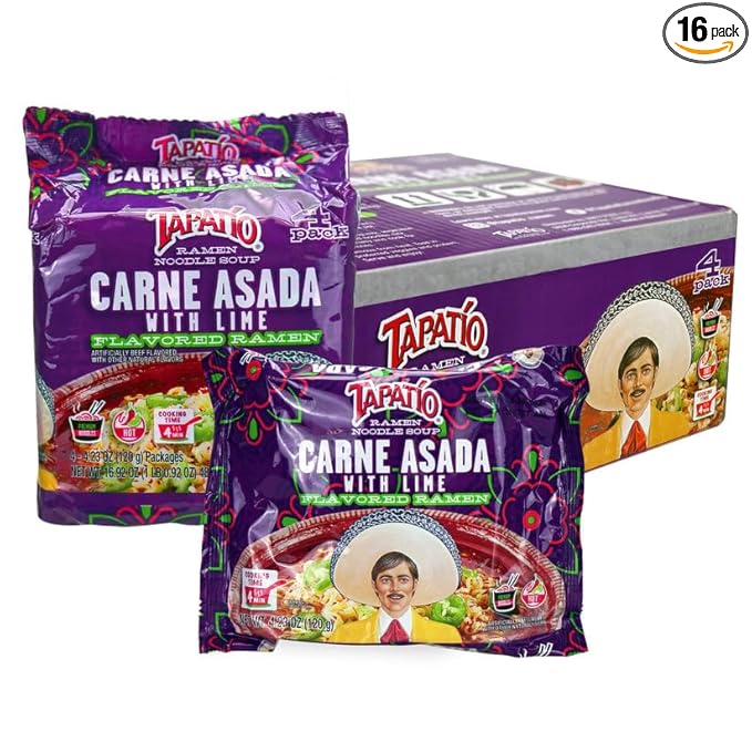Tapatío Ramen Noodle Soup Carne Asada with Lime Flavored - Pouch 4.23 oz. (120g) Case of 16