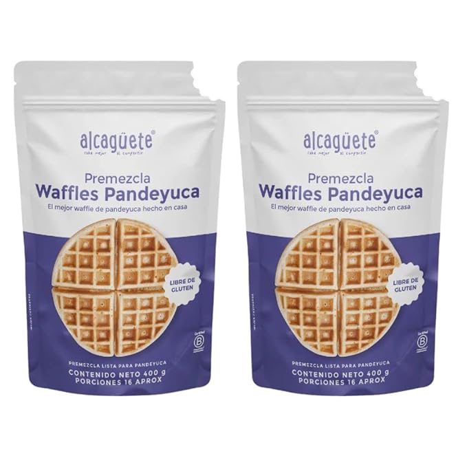 Alcaguete waffles Pandeyuca (2 pack) Cassava bread Cheese waffle Gluten Free &amp no added sugar Works with Waffle Maker - Fast and Fresh Breakfast Foods
