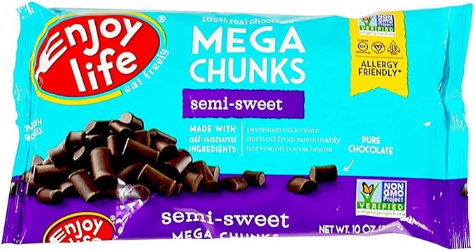 Enjoy Life Mega Chunks Gluten Free Non-GMO Semi-Sweet Chocolate -- 10 oz Each / Pack of 3