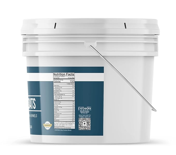 Earthborn Elements Quick Oats and Oat Groats Bundle 1 Gallon Bucket Each Fiber Breakfasts