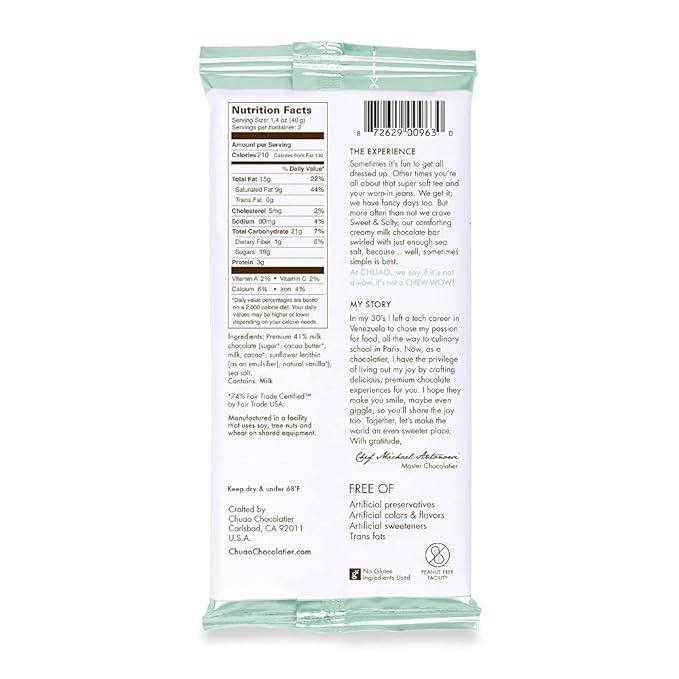 Chuao Chocolatier Sweet &amp Salty Milk Chocolate Gourmet Chocolate Bars 12-Ct. (2.8 oz. each)