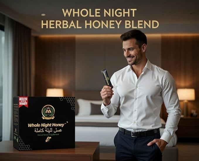 Whole Night Herbal Honey Blend Premium Botanical Honey Formula for Adults Bold Concentrated Herbal Infused Honey Dark Thick Texture No Synthetic Stimulants On-The-Go Single Serve Packets 12 x 15g