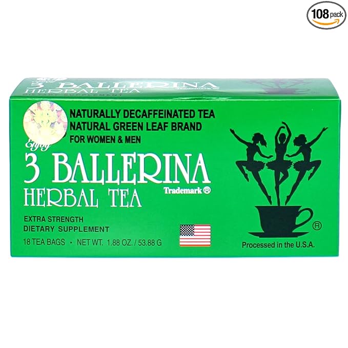 3 Ballerina Tea Extra Strength Dieters Drink 108 Tea Bags (in 6 Boxes)