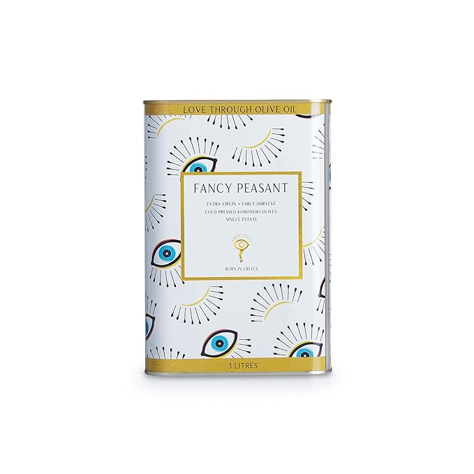Fancy Peasant Everything Olive Oil 3L Tin of Greek Extra Virgin Olive Oil Polyphenol Rich EVOO with Olives from Greece
