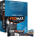 Promax Protein Bar Cookies 'n Cream 20g High Protein Gluten Free 12 Count