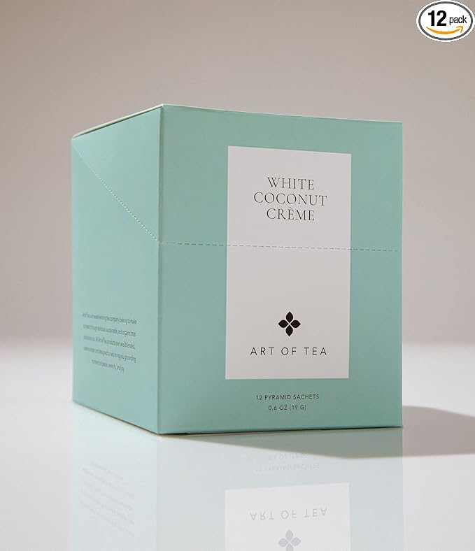 Art of Tea | Organic White Coconut Crème | 12 Count Sampler Box Assortment | Premium Caffeinated Organic White Tea Variety