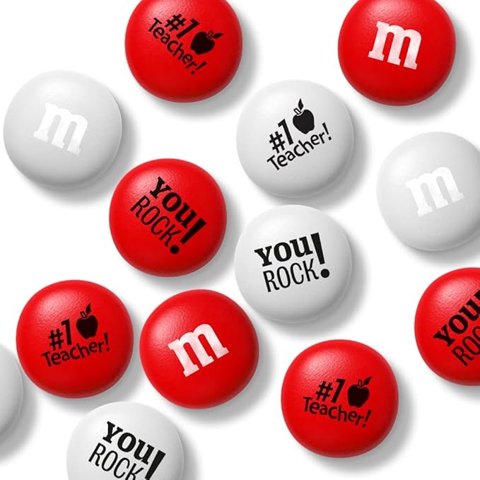 M&ampM’S WORLD Teacher Appreciation Milk Chocolate Candies 2 Pounds Red &amp White M&ampM'S With Teacher Themed Icons