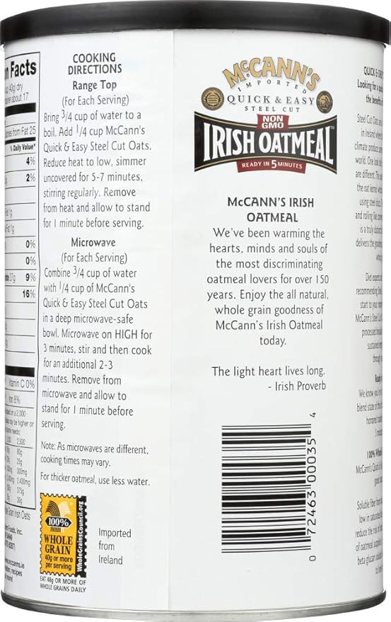 Mccann Oatmeal Qck&ampEasy Steel Cnstr 24 OZ (Pack of 6)