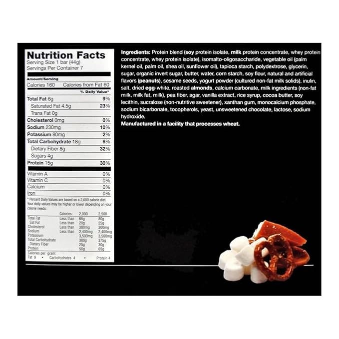 PROTIFIT - Low Calorie Salted Toffee Pretzel Protein Bar 2 Pack High Protein 15g Protein Low Carb Low Sugar Ideal Protein Compatible 7 Servings Per Box (2 Pack)