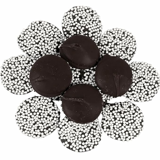 Premium Dark Chocolate Nonpareils with White Seeds 1 Pound