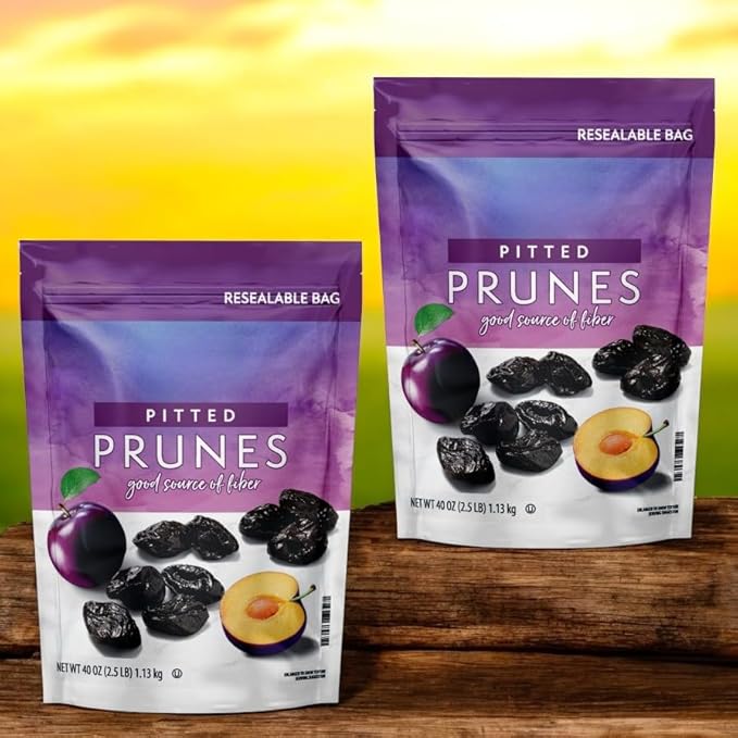 Dried Pitted Prunes – Member Mark Quality 2 Pack of 40 oz Resealable Bags – High in Fiber Naturally Sweet Great for Snacking Baking &amp Smoothies