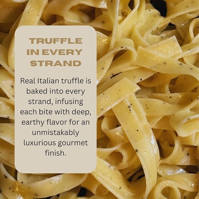 TRFL - Black Truffle Tagliatelle Pasta with 7% Real Truffle in Every Strand Egg Noodles Extra Wide Unique Gourmet Food Handcrafted in Alba Italy Ideal Gifts for Foodies 4 Servings 8.8 oz (250 g)