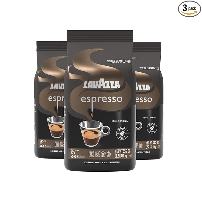 Lavazza Espresso Whole Bean Coffee Medium Roast 100% Arabica 2.2 lb Bag (Pack of 3)