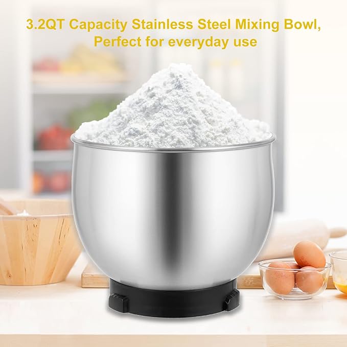 Kitchen in the box Stand Mixer3.2Qt Small Electric Food Mixer6 Speeds Portable Lightweight Kitchen Mixer for Daily Use with Egg WhiskDough HookFlat Beater (Blue)