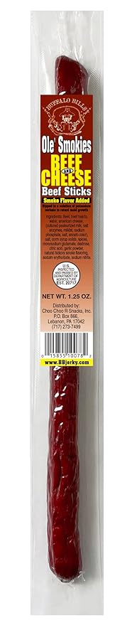 Buffalo Bills Beef &amp Cheese Ole Smokies - 15 Wrapped Beef Sticks Per Tub