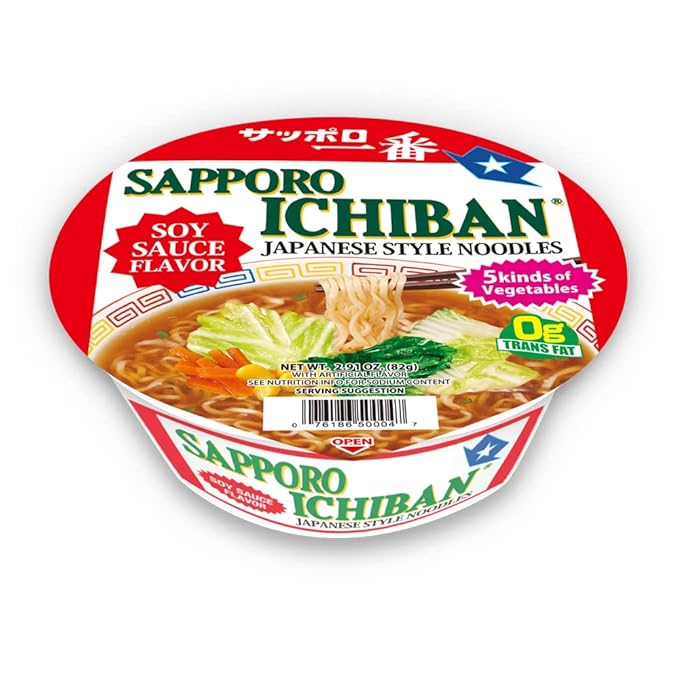 [SAPPORO ICHIBAN] Original Shoyu Ramen Bowl (Donburi) Noodles No. 1 Tasting Japanese Instant Cup Noodles (2.94 oz x 12 Bowls) (Original Shoyu)