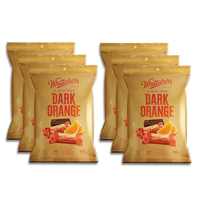 Whittaker's Share Pack Mini Slab Dark Orange 180g (Pack of 6) （Made in New Zealand）