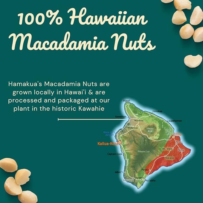 Hamakua Macadamia Nuts - Lightly Salted - Hawaiian Grown Dry Roasted Half and Whole Macadamias with Salt - Natural Eco-Friendly Large Macadamia Nuts