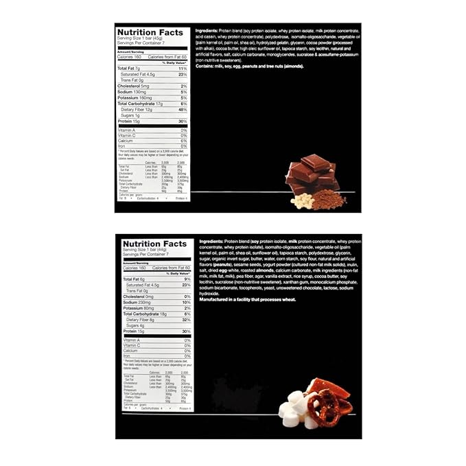 PROTIFIT - Low Calorie Chocolate Crisp &amp Salted Toffee Pretzel Protein Bar 2 Pack High Protein 15g Protein Low Carb Low Sugar Ideal Protein Compatible 7 Servings Per Box (2 Pack)