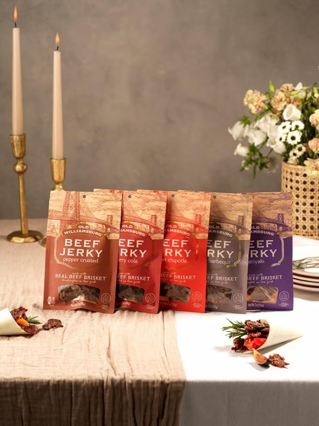 Old Williamsburg Kosher Pepper Crusted Beef Jerky 2oz (3 Pack) | Real American Beef Brisket | No Fillers | Hand Crafted | Gluten Free &amp Soy Free | Glatt Kosher (including Passover)
