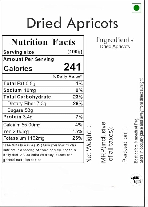 Generic Naturals Dried Apricot Organic (Khumani Khurbani Jardalu Apricots Dry Fruits)Zero Added Sugar &amp Preservatives Dry Fruit - 250g