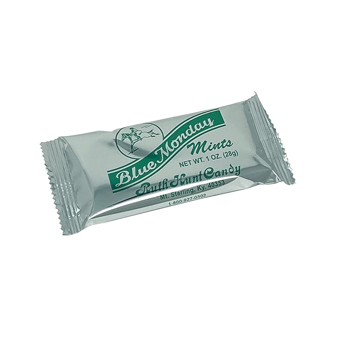Blue Monday Pulled Cream Candy Dark Chocolate Bars - Box of 24 Mint Flavor