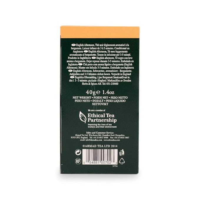 Ahmad Tea Black Tea English Afternoon Teabags 20 ct (Pack of 6) - Caffeinated &amp Sugar-Free