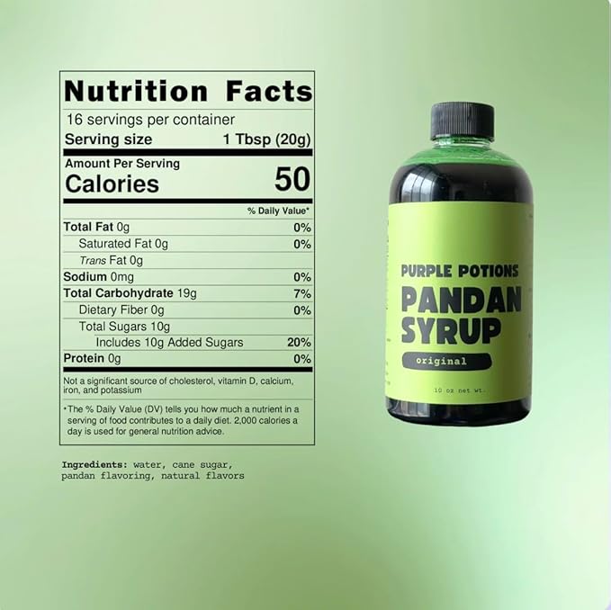 Purple Potions Pandan Flavoring Syrup 10oz Bottle For Making Pandan Lattes Cocktails and Desserts Authentic Filipino Flavor