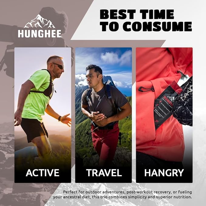 Hunghee Ancestral Energy Coffee Crunch Pack | Organic Grass-Fed Ghee &amp Raw Honey Blend | Animal-Based Energy Boost for Athletes | Hiking Cycling Running Backpacking | Healthy Snack (Pack of 24)