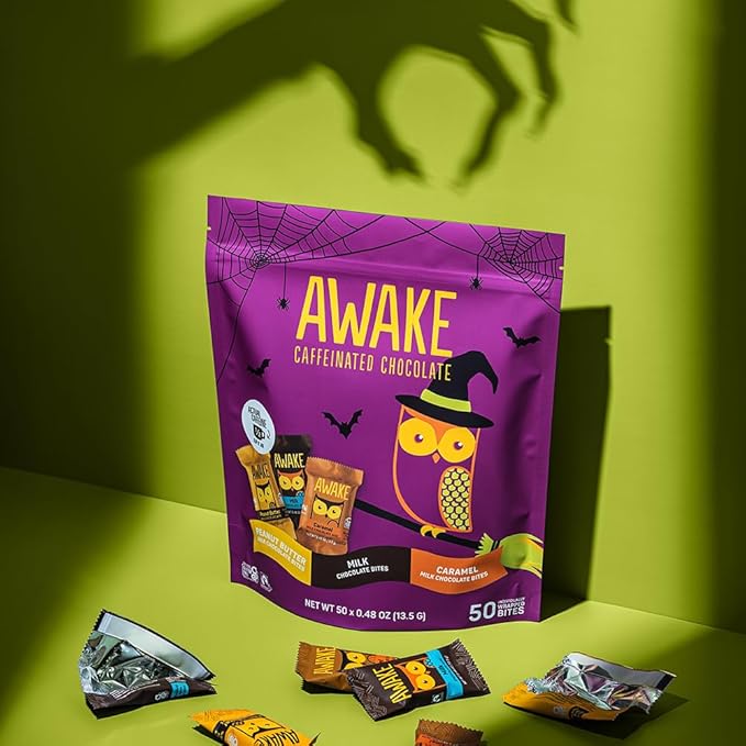 Awake - Caffeinated Chocolate Bites - Limited Edition Boo &amp Bites Milk Chocolate Halloween Variety Pack