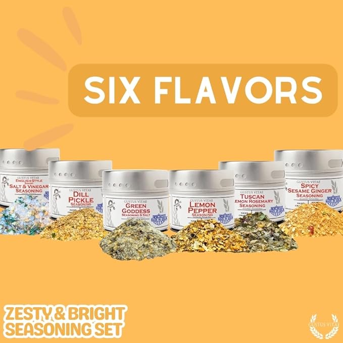 Zesty &amp Bright Seasoning Set | Authentic Small Batch Seasoning Mixes | 6 Gourmet All Natural Spice Blends | Hand Packed Non GMO | Sustainably Sourced Made in USA | GLP-1 Friendly | Artisanal Spi