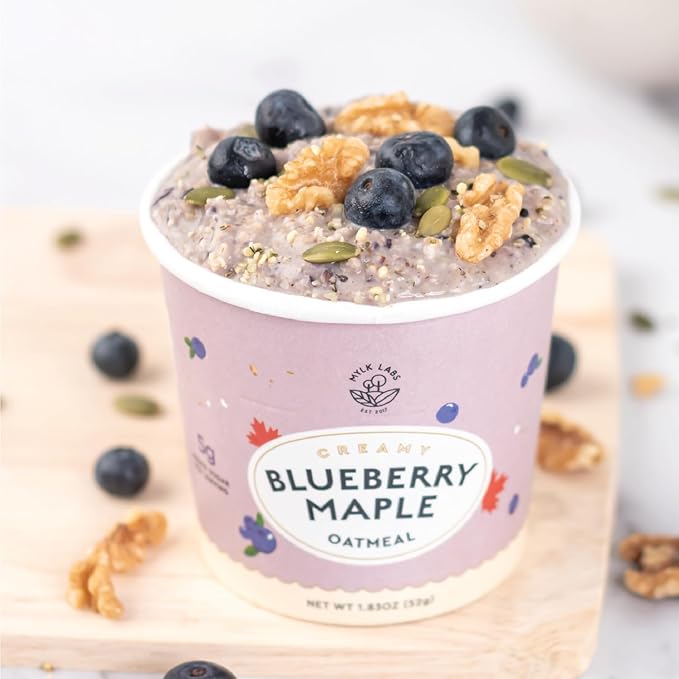 Mylk Labs Protein Oatmeal Cups Variety Pack – Almond Blueberry Maple - Low Sugar Breakfast with Superfoods – Quick &amp Easy Instant Oatmeal Gluten Free (24 Pack)