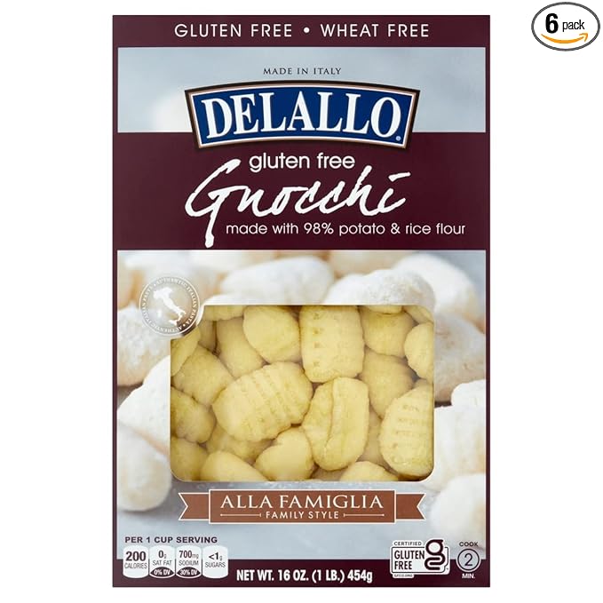 DeLallo Gluten-Free Potato &amp Rice Gnocchi 16oz Box 6-Pack