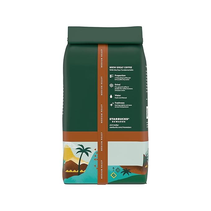 Starbucks Ground Coffee Medium Roast Hot or Iced Coffee Single-Origin Colombia Six 12 oz Bags