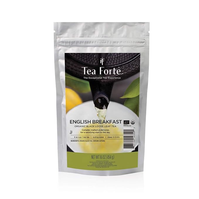 Tea Forte Premium Loose Leaf Tea Blend Resealable 1 Pound Bag Makes 160-175 Cups English Breakfast Tea