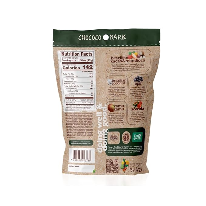 Naturanic Brazilian Dark Chocolate with Crunchy Coconut Chunks - Sugar Free Keto Friendly Vegan All Natural Organic Non GMO Gluten Free - Pack of 2