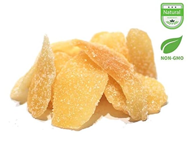 Aiva Dried Crystallized Ginger Slices - 5 LB Crystalized Ginger Pieces Candied Ginger Slice for Baking &amp Digestive Support
