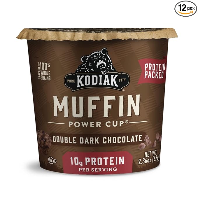 Kodiak Cakes Minute Muffins Double Dark Chocolate 2.36 Ounce (Pack of 12) (Packaging May Vary)