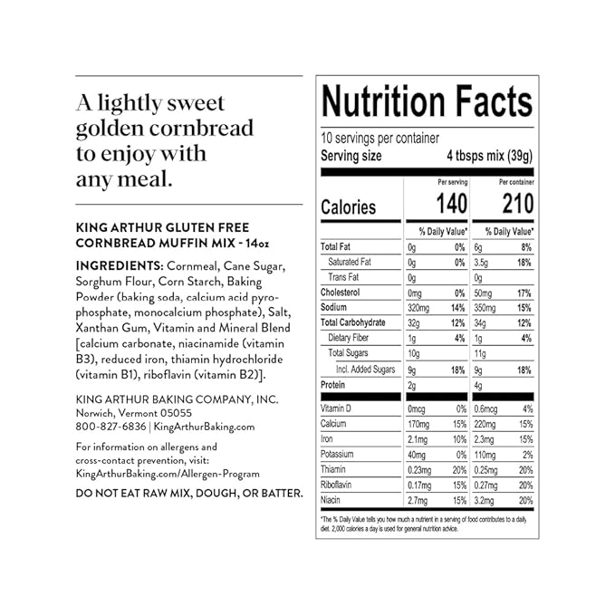 King Arthur Gluten-Free Cornbread and Muffin Mix 14 Ounces (Pack of 6)