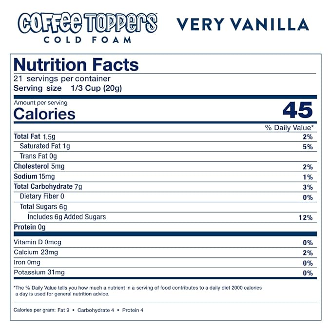 Coffee Toppers Cold Foam Vanilla 15 Ounce (Pack of 3) Be Your Own Barista Kosher