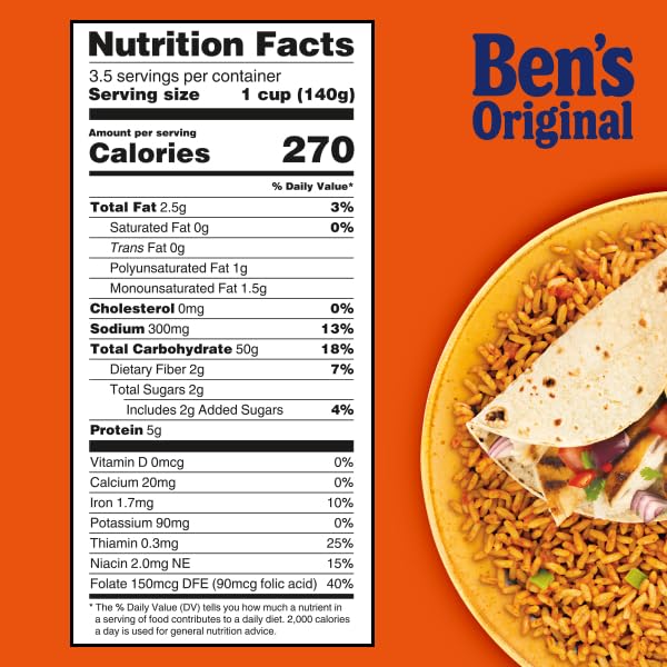 Ben's Original Flavored Ready Rice Spanish Style Microwave Rice for an Easy Lunch Suitable for Vegetarians Family Size Multipack - 17.3 oz (Pack of 6)