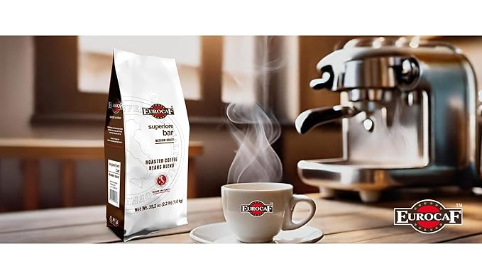 Eurocaf Superiore Bar Whole Bean Coffee Medium Roast 2.2 Ib bag Original Italian Coffee (Pack of 1)